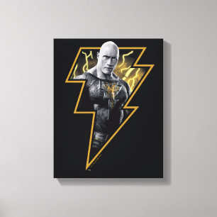 Black Adam Grey en Gold Lightning Graphic Canvas Afdruk