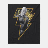 Black Adam Grey en Gold Lightning Graphic Fleece Deken (Voorkant)