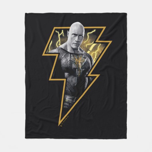 Black Adam Grey en Gold Lightning Graphic Fleece Deken (Voorkant)