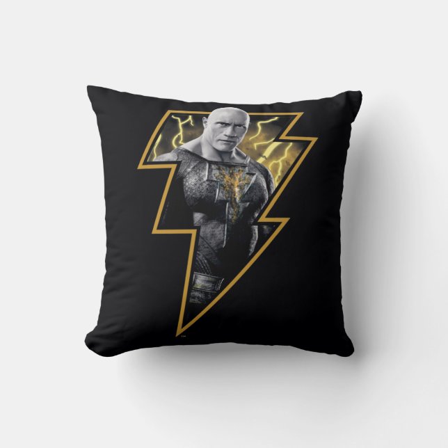 Black Adam Grey en Gold Lightning Graphic Kussen (Voorkant)