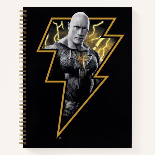Black Adam Grey en Gold Lightning Graphic Notitieboek (Voorkant)