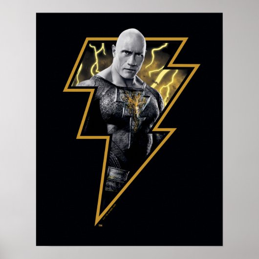 Black Adam Grey en Gold Lightning Graphic Poster (Voorkant)
