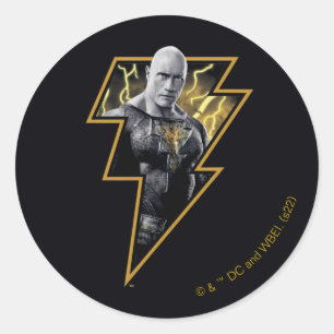 Black Adam Grey en Gold Lightning Graphic Ronde Sticker