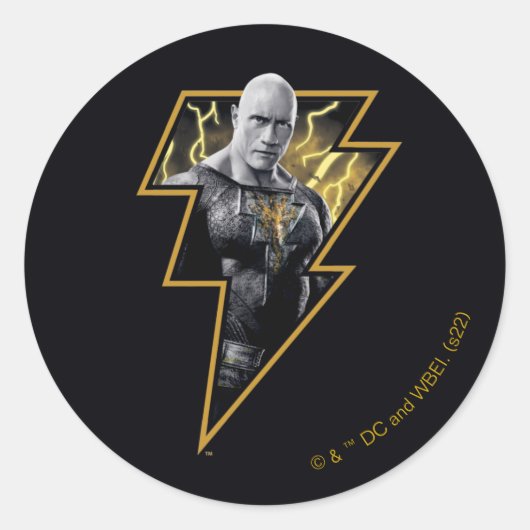 Black Adam Grey en Gold Lightning Graphic Ronde Sticker (Voorkant)