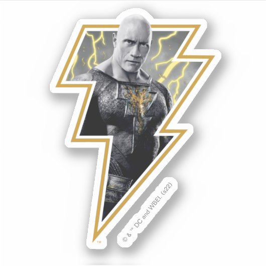 Black Adam Grey en Gold Lightning Graphic Sticker (Voorkant)