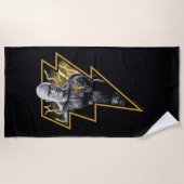 Black Adam Grey en Gold Lightning Graphic Strandlaken (Voorkant)