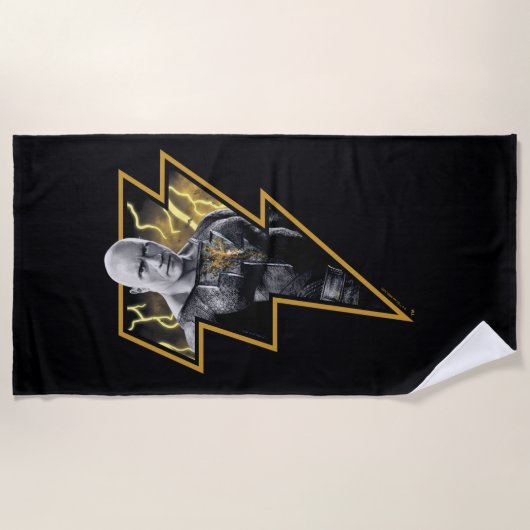 Black Adam Grey en Gold Lightning Graphic Strandlaken (Voorkant)