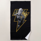Black Adam Grey en Gold Lightning Graphic Strandlaken (Voorkant)