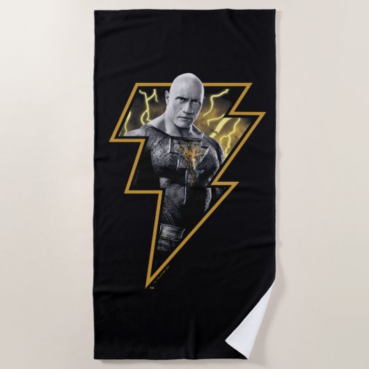 Black Adam Grey en Gold Lightning Graphic Strandlaken (Voorkant)