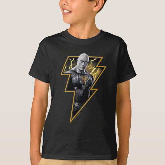 Black Adam Grey en Gold Lightning Graphic T-shirt (Voorkant)