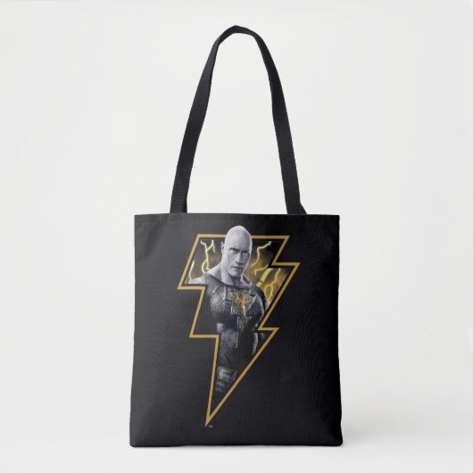 Black Adam Grey en Gold Lightning Graphic Tote Bag (Voorkant)