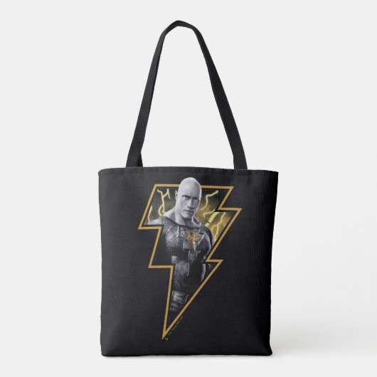 Black Adam Grey en Gold Lightning Graphic Tote Bag (Achterkant)