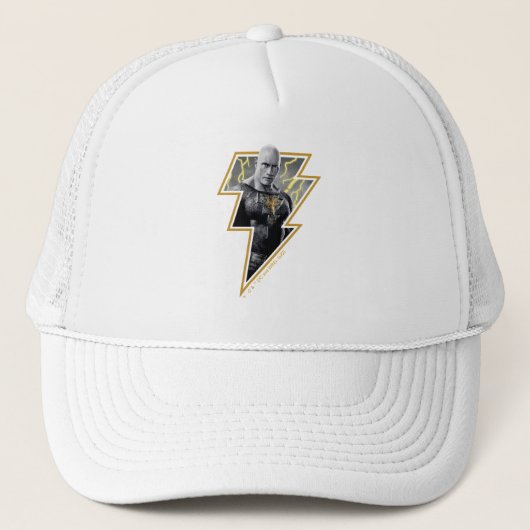 Black Adam Grey en Gold Lightning Graphic Trucker Pet (Voorkant)