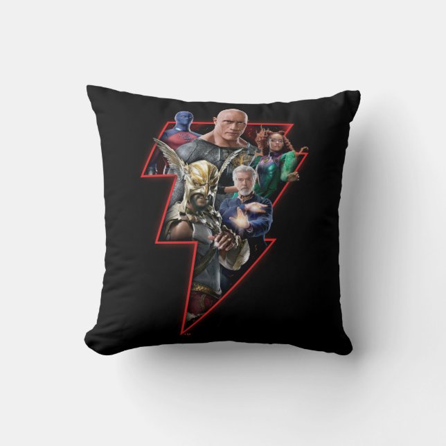 Black Adam Groep Bliksem Grafisch Kussen (Voorkant)