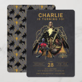 Black Adam Group Chalkboard Birthday Kaart (Voorkant / Achterkant)