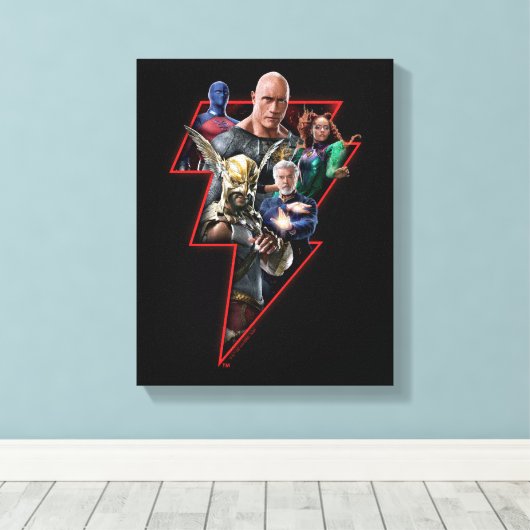 Black Adam Group Lightning Graphic Canvas Afdruk (Insitu (Houten vloer))