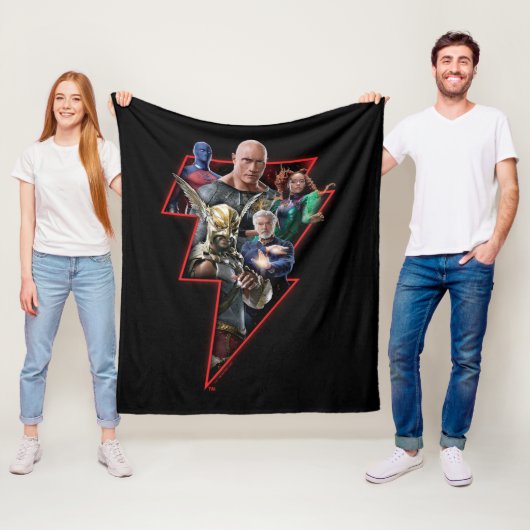 Black Adam Group Lightning Graphic Fleece Deken (In situ)