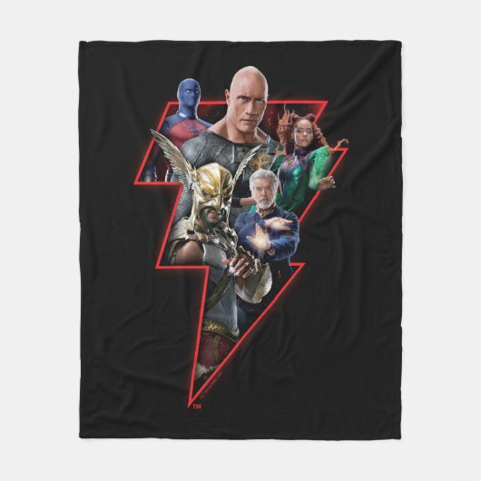 Black Adam Group Lightning Graphic Fleece Deken (Voorkant)