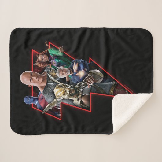 Black Adam Group Lightning Graphic Sherpa Deken (Voorkant (horizontaal))