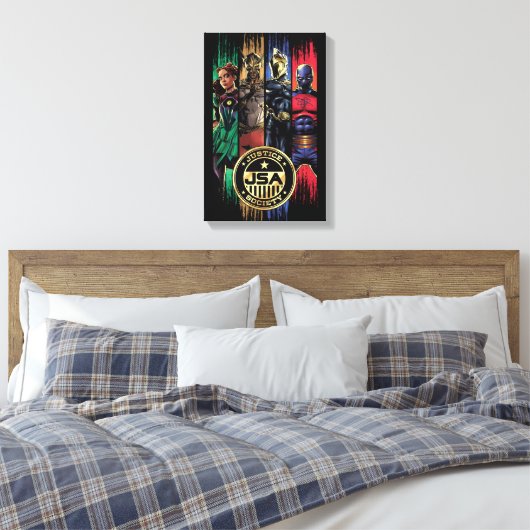 Black Adam Justice Society Heroes In Stripes Canvas Afdruk (Insitu (Slaapkamer))