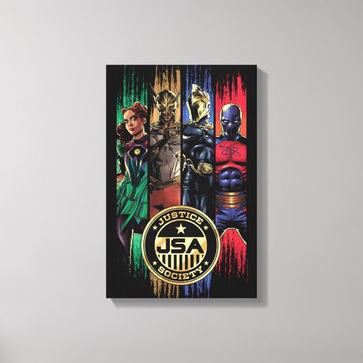 Black Adam Justice Society Heroes In Stripes Canvas Afdruk (Voorkant)