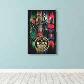 Black Adam Justice Society Heroes In Stripes Canvas Afdruk (Insitu (Houten vloer))