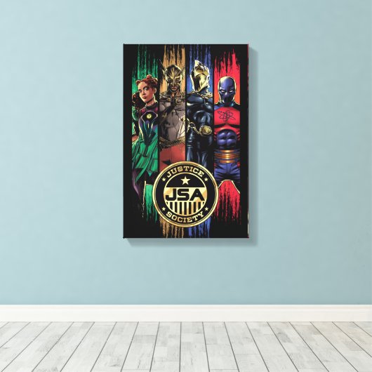 Black Adam Justice Society Heroes In Stripes Canvas Afdruk (Insitu (Houten vloer))