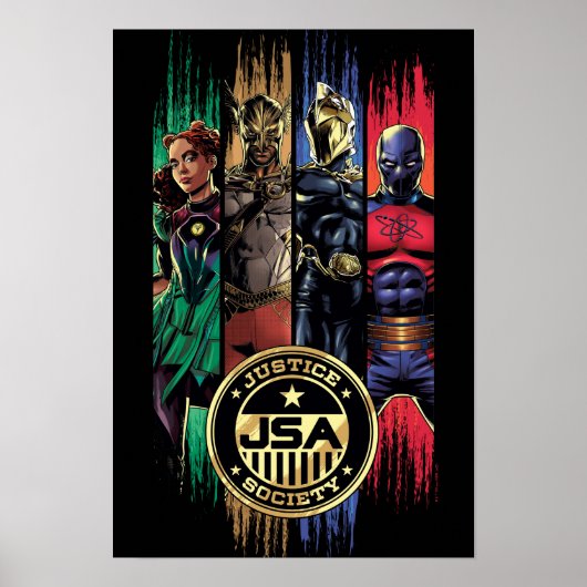 Black Adam Justice Society Heroes in Stripes Poster (Voorkant)