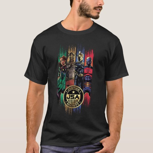 Black Adam Justice Society Heroes In Stripes T-shirt