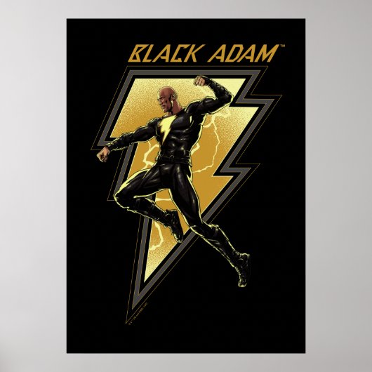 Black Adam Lightning Bolt Character Illustration Poster (Voorkant)