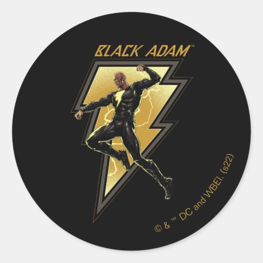 Black Adam Lightning Bolt Character Illustration Ronde Sticker (Voorkant)
