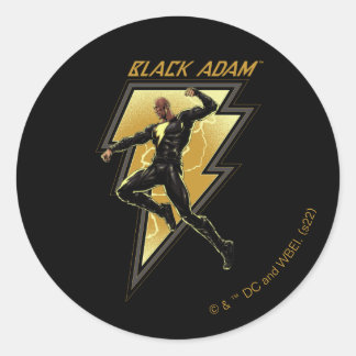 Black Adam Lightning Bolt Character Illustration Ronde Sticker