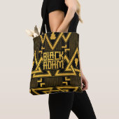 Black Adam Lightning Bolt driehoekig patroon Tote Bag (Dichtbij)
