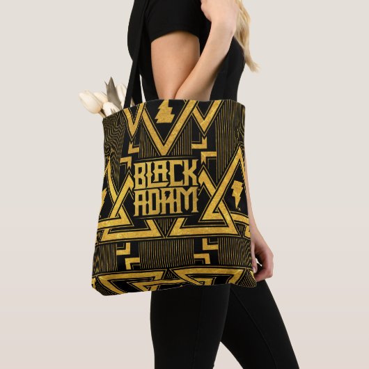 Black Adam Lightning Bolt driehoekig patroon Tote Bag (Dichtbij)