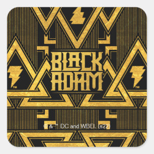 Black Adam Lightning Bolt driehoekig patroon Vierkante Sticker