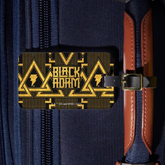 Black Adam Lightning Bolt Triangular Pattern Bagagelabel (Voorkant Insitu 4)