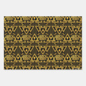 Black Adam Lightning Bolt Triangular Pattern Inpakpapier Vel (Voorkant 3)