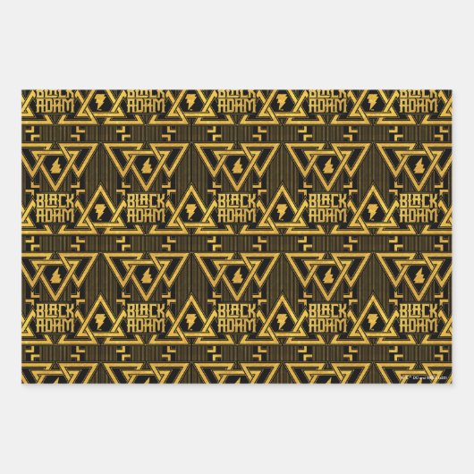 Black Adam Lightning Bolt Triangular Pattern Inpakpapier Vel (Voorkant 3)