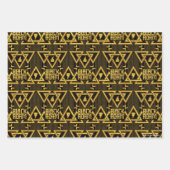 Black Adam Lightning Bolt Triangular Pattern Inpakpapier Vel (Voorkant)