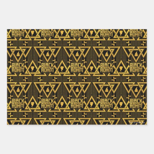 Black Adam Lightning Bolt Triangular Pattern Inpakpapier Vel (Voorkant)