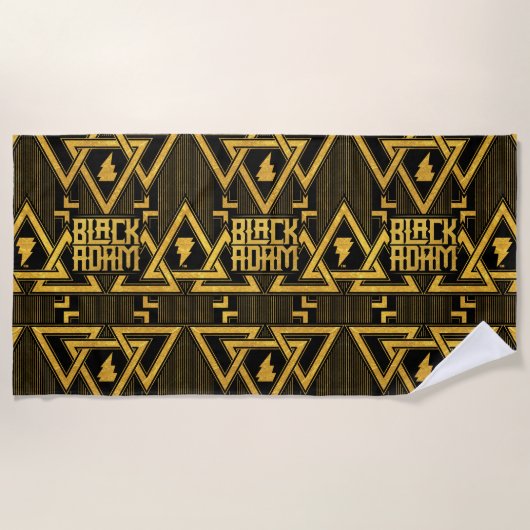 Black Adam Lightning Bolt Triangular Pattern Strandlaken (Voorkant)