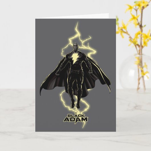 Black Adam Lightning Silhouette Graphic Kaart (Gele Bloem)