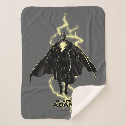 Black Adam Lightning Silhouette Graphic Sherpa Deken (Voorkant)