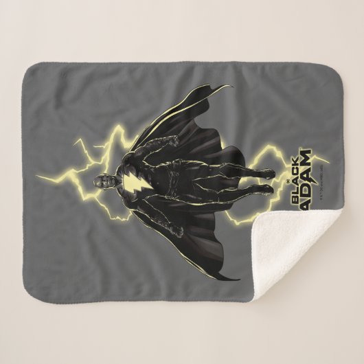 Black Adam Lightning Silhouette Graphic Sherpa Deken (Voorkant (horizontaal))
