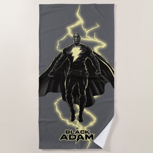 Black Adam Lightning Silhouette Graphic Strandlaken (Voorkant)