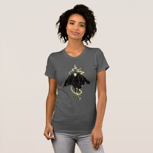 Black Adam Lightning Silhouette Graphic T-shirt (Voorkant volledig)