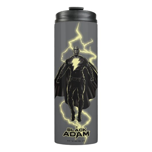 Black Adam Lightning Silhouette Graphic Thermosbeker (Voorkant)