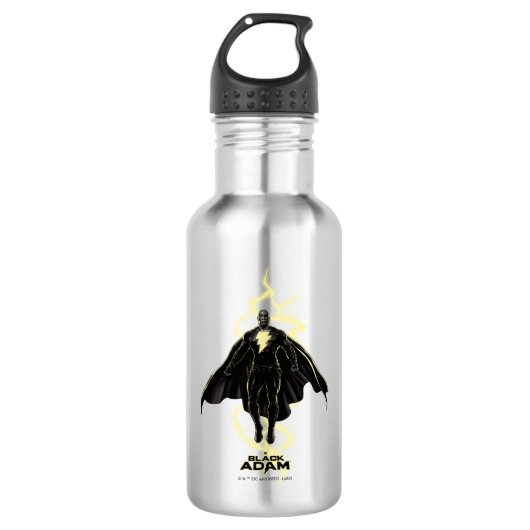 Black Adam Lightning Silhouette Graphic Waterfles (Voorkant)