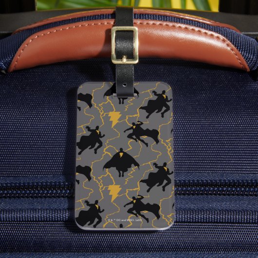 Black Adam Lightning Silhouette Pattern Bagagelabel (Voorkant Insitu 2)