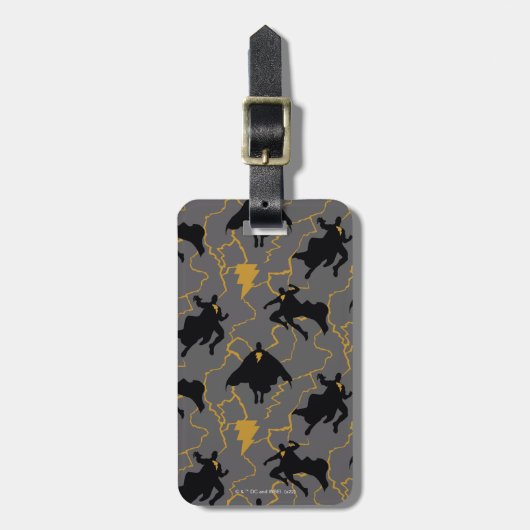 Black Adam Lightning Silhouette Pattern Bagagelabel (Voorkant verticaal)